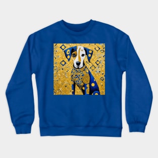 Gustav Klimt Style Dog with Blue and Gold Geometric Patterns Crewneck Sweatshirt